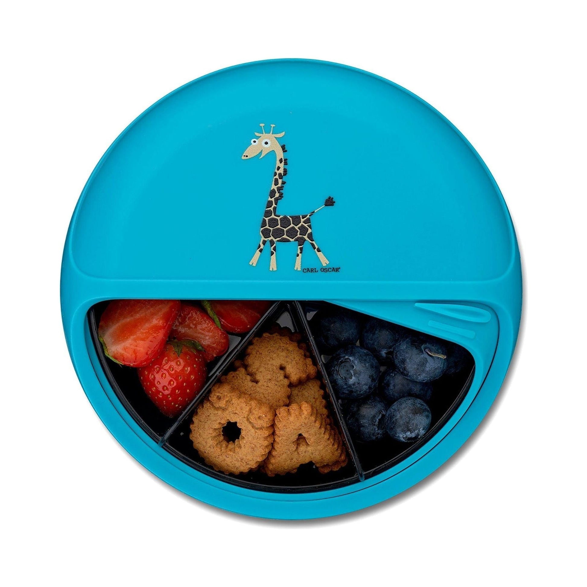 Dark Turquoise BentoDISC™, drehbarer Snackbehälter für Kinder - Blau, Limette und Lila