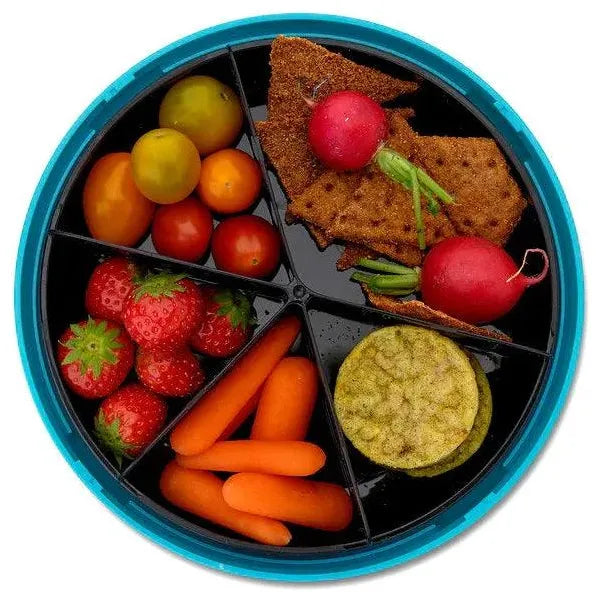 Dark Slate Gray BentoDISC™, drehbarer Snackbehälter für Kinder - Blau, Limette und Lila