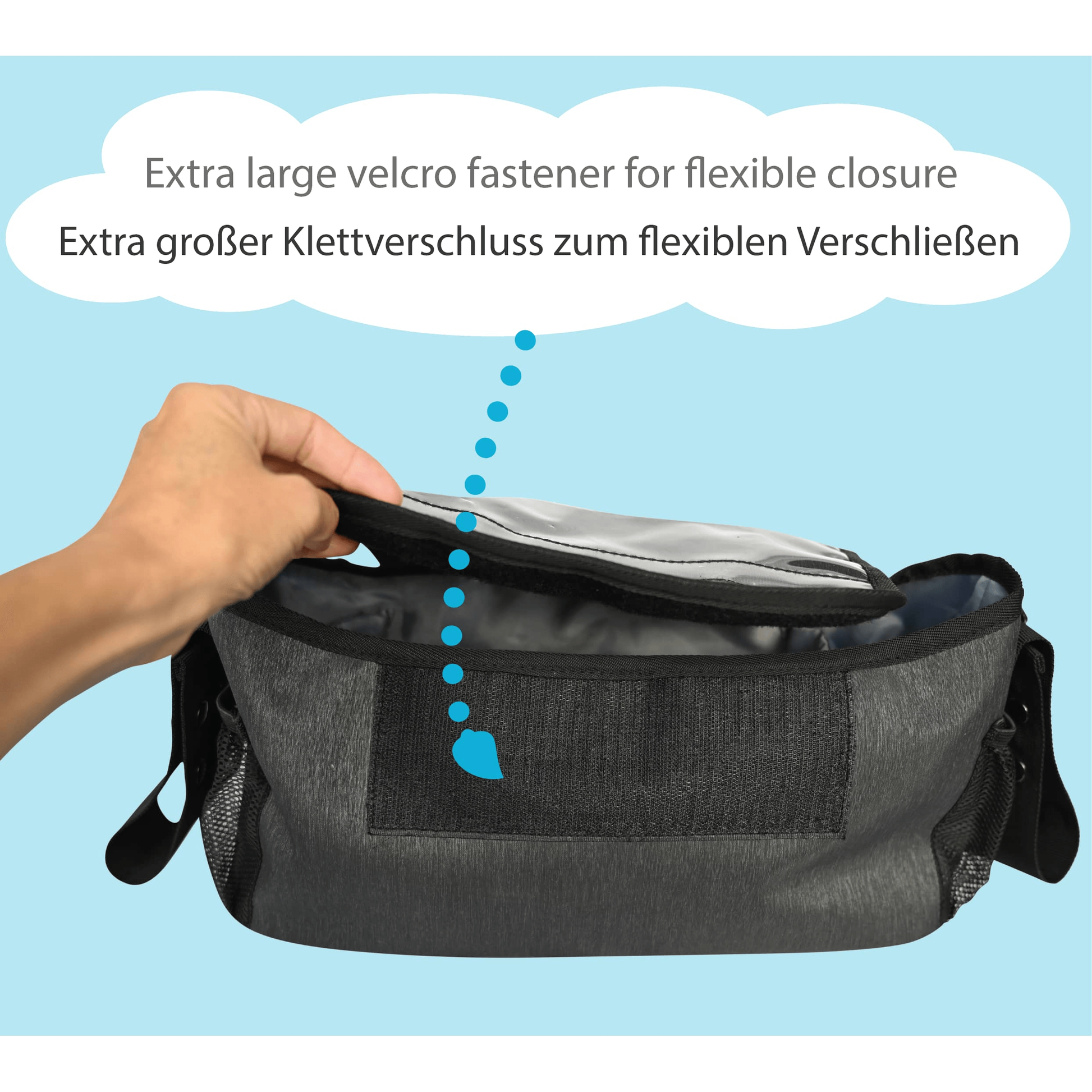 Powder Blue Kinderwagentasche mit Feuchttuch- & Smartphonetasche