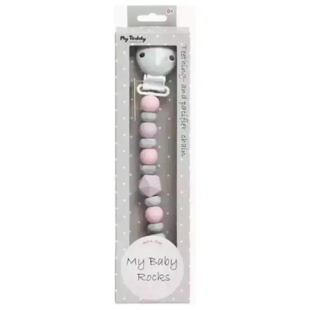 Light Gray My baby rocks - Schnullerkette & Beißring - Marmor lila Diamant