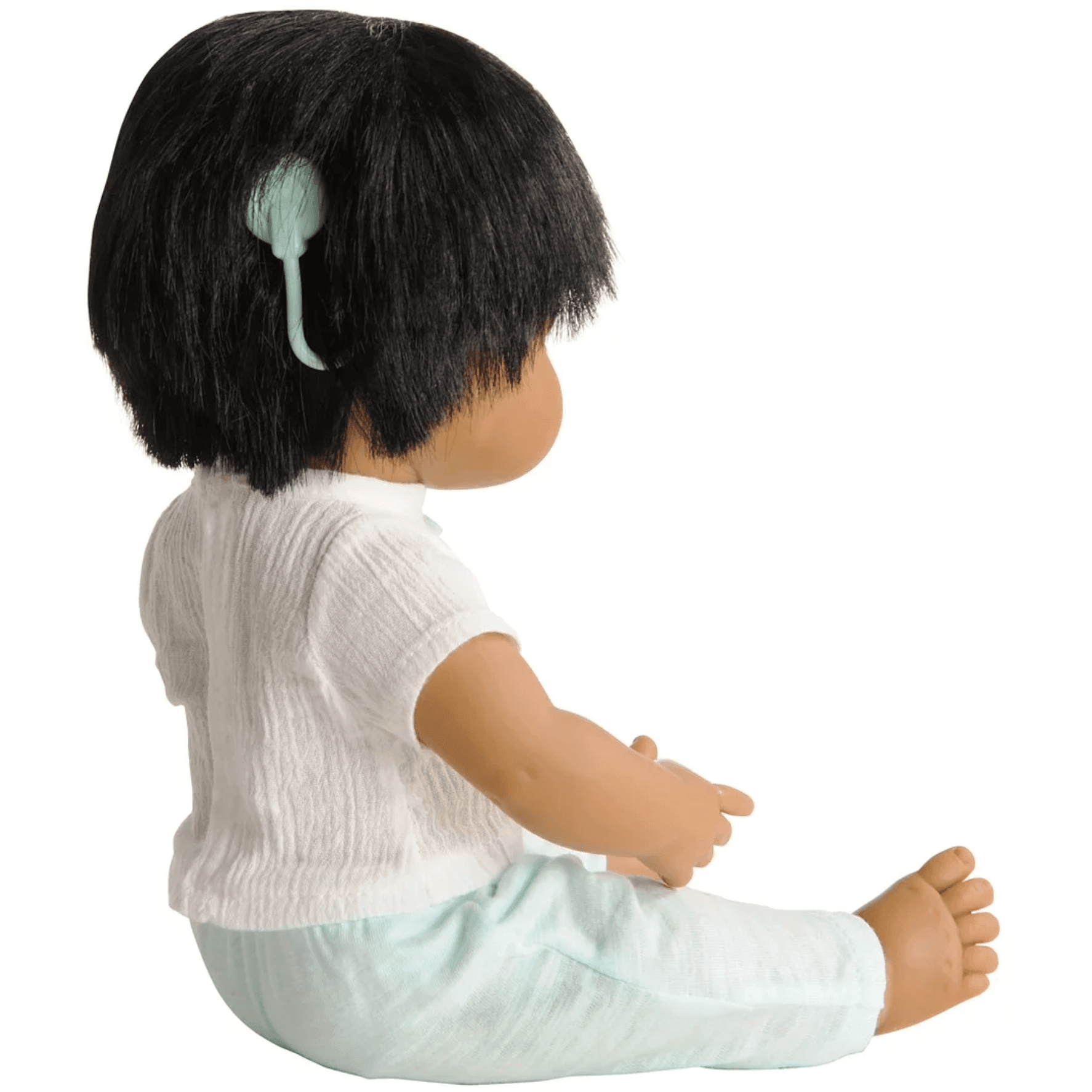 Gray miniland Babypuppe Hispanic Junge mit Cochlea-Implantat 38 cm Hörgerät