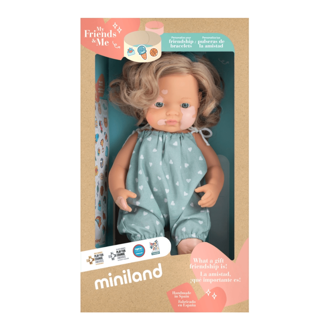 miniland Toys & Games Toys>Dolls, Playsets & Toy Figures>Dolls miniland Puppe kaukasisches dunkelblondes Mädchen mit Vitiligo 38cm